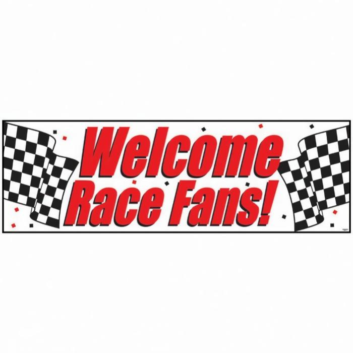 Banners | Black & White Check Welcome Race Fans! Banner 51Cm X 152Cm Banners Banners