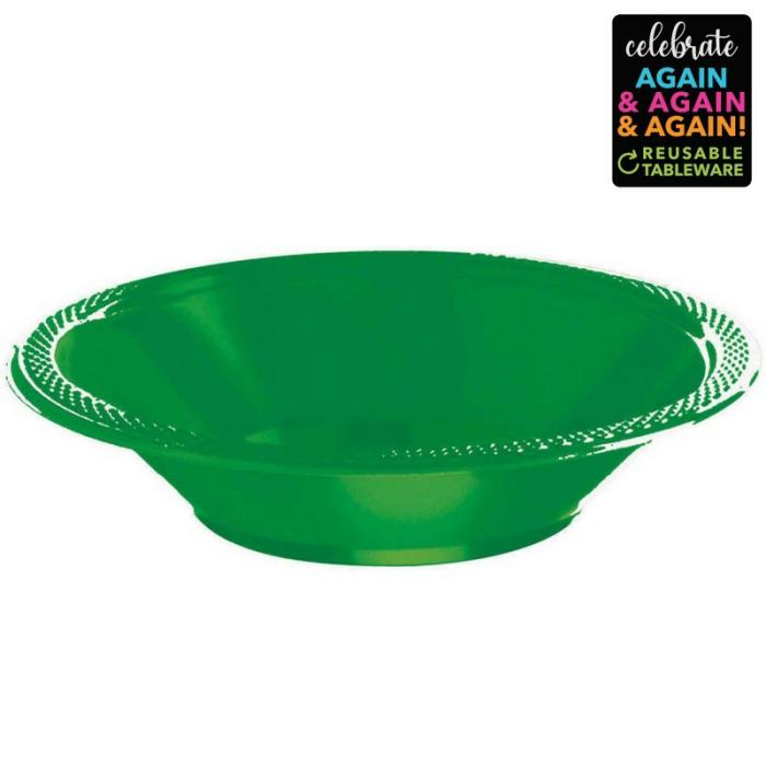 Bowls | Festive Green Premium Reusable Plastic Round Bowls 355Ml 20 Pk Bowls Bowls