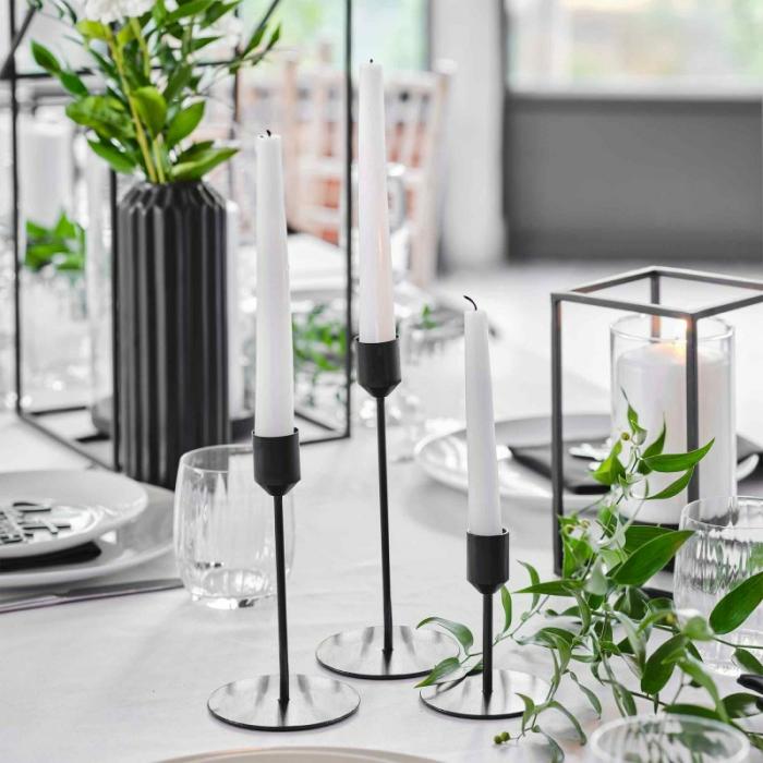 Candle Holders | Black Contemporary Wedding Candle Holders 3 Pk Candle Holders Black