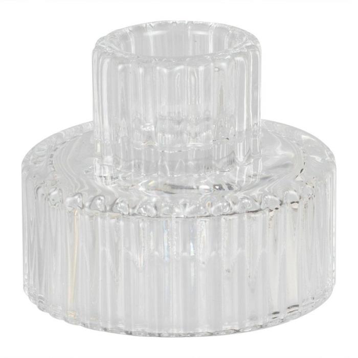 Candle Holders | White Christmas Clear Glass Candle Holders 6.5Cm X 5Cm 2 Pk Candle Holders Candle Holders