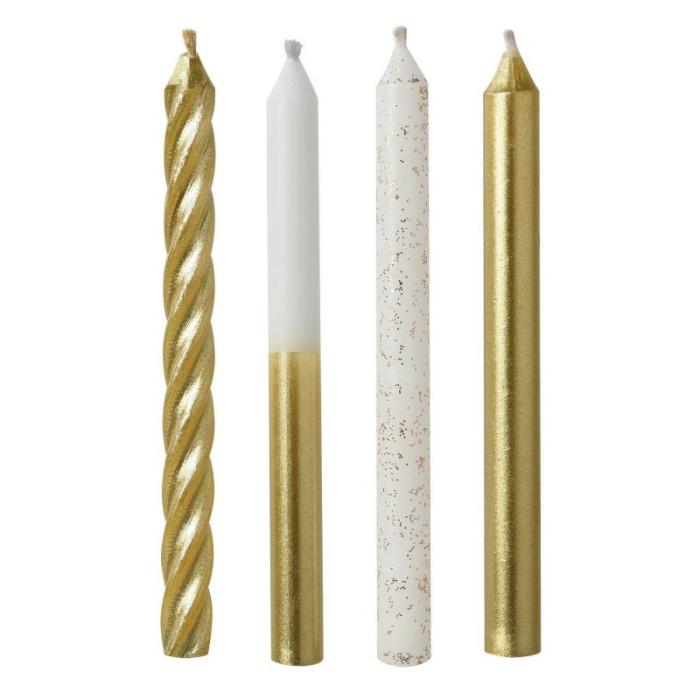 Candles | Metallic Gold Mix Candles 8Cm 12 Pk Cake & Baking Access Candles