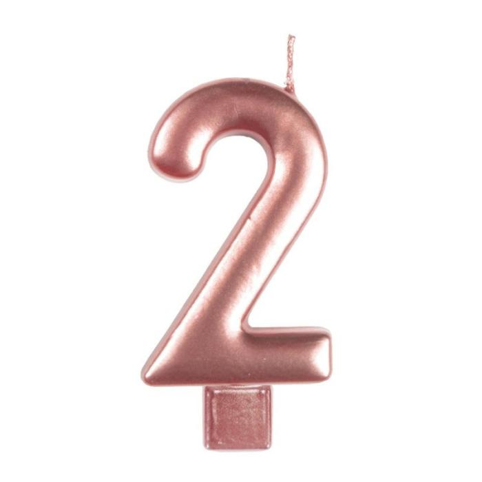 Candles | Number 2 Rose Gold Moulded Candle 8Cm Cake & Baking Access Candles