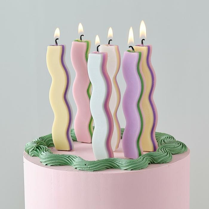 Candles | Pastel Wave Candles 13Cm 6 Pk Cake & Baking Access Candles