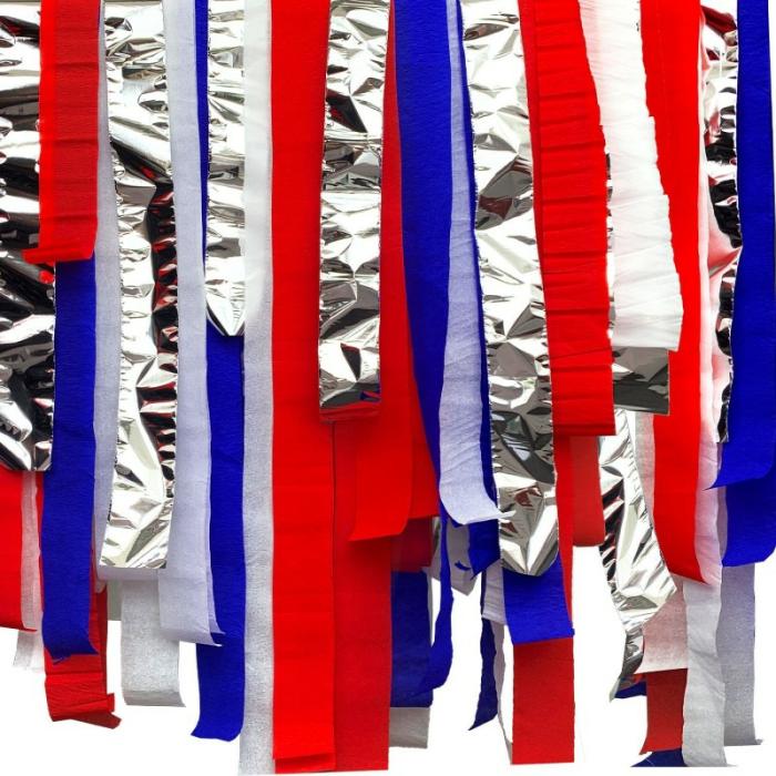 Crepe Streamers | Red, White & Blue Patriotic Crepe Streamers 6 Pk Ceiling & Wall Deco Crepe Streamers