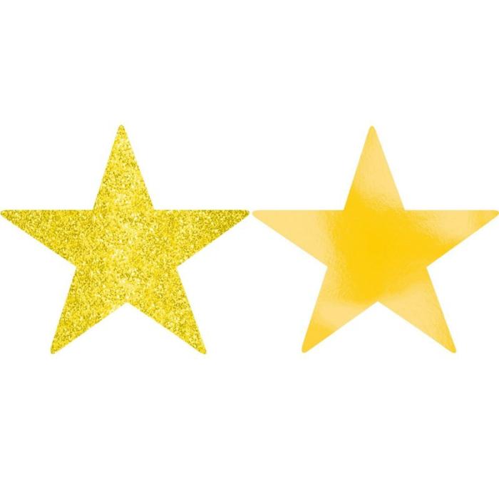 Cutouts | Sunshine Yellow Solid Star Foil & Glitter Cutouts 12Cm 5 Pk Cutouts Cutouts