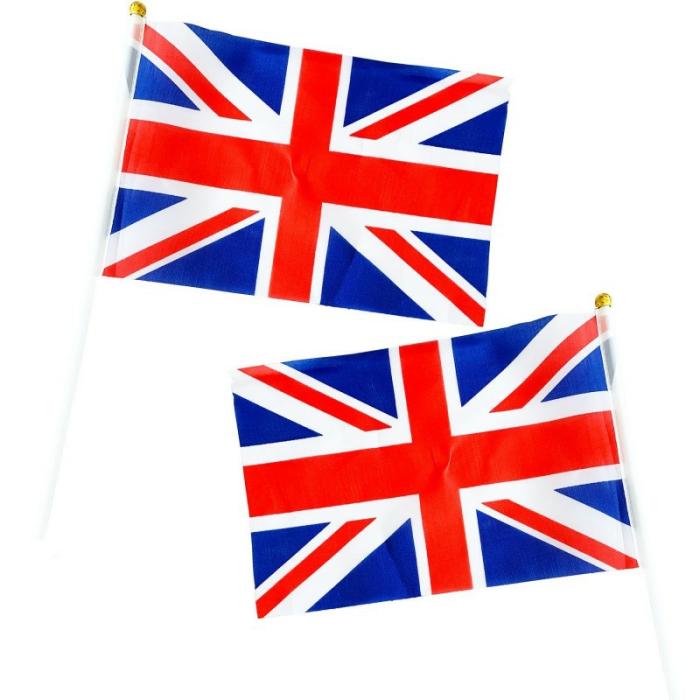 Flags | Patriotic British Waving Flags 15Cm X 22Cm 6 Pk Decorations Flags