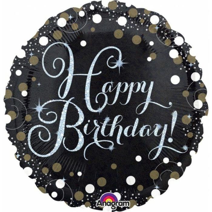 Foil Balloons | Round Sparkling Birthday Standard Holographic Happy Birthday! Foil Balloon 45Cm Balloon Foil Balloons