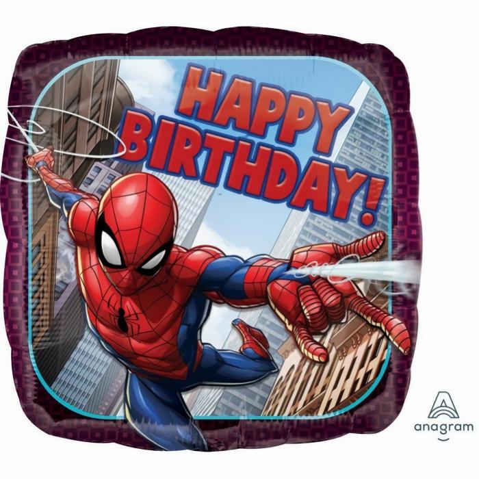 Foil Balloons | Spider-Man Happy Birthday Square Foil Balloon 45Cm Balloon Foil Balloons