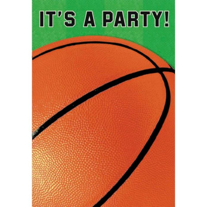 Invitations | Basketball Fan It’s A Party! Folded Invitations 15Cm 8 Pk Cards Invitations