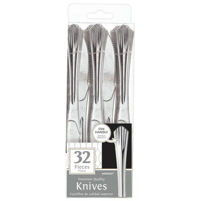 Knives | Silver Fan Handled Premium Knives Pack Of 32 Cutlery Knives