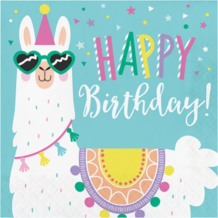 Lunch Napkins | Llama Fun Happy Birthday! Party Lunch Napkins 16 Pk Lunch Napkins Lunch Napkins