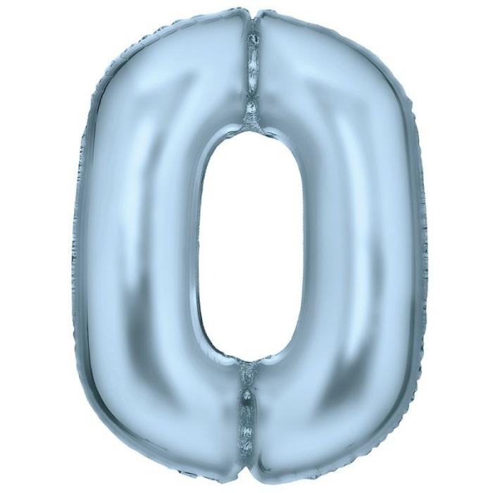 Number Balloons | Number 0 Silk Lustre Pastel Blue Shaped Balloon 64Cm X 90Cm Balloon Letters, Numbers, Symbols Number Balloons