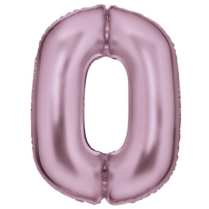 Number Balloons | Number 0 Silk Lustre Pastel Pink Shaped Balloon 64Cm X 90Cm Balloon Letters, Numbers, Symbols Number Balloons