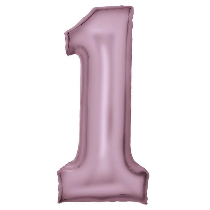 Number Balloons | Number 1 Silk Lustre Pastel Pink Shaped Balloon 37Cm X 82Cm Balloon Letters, Numbers, Symbols Number Balloons