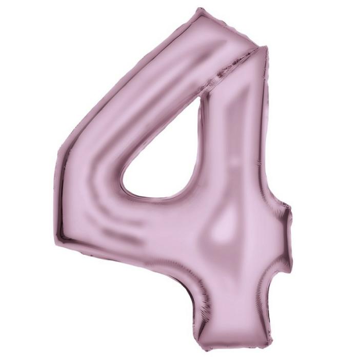 Number Balloons | Number 4 Silk Lustre Pastel Pink Shaped Balloon 66Cm X 93Cm Balloon Letters, Numbers, Symbols Number Balloons