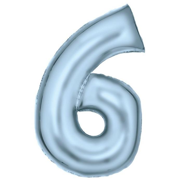 Number Balloons | Number 6 Silk Lustre Pastel Blue Shaped Balloon 56Cm X 92Cm Balloon Letters, Numbers, Symbols Number Balloons