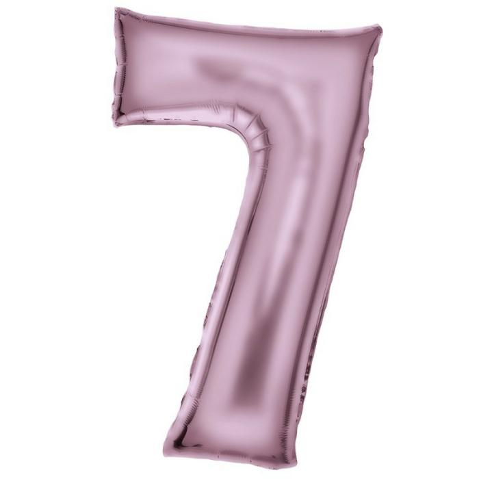 Number Balloons | Number 7 Silk Lustre Pastel Pink Shaped Balloon 53Cm X 89Cm Balloon Letters, Numbers, Symbols Number Balloons