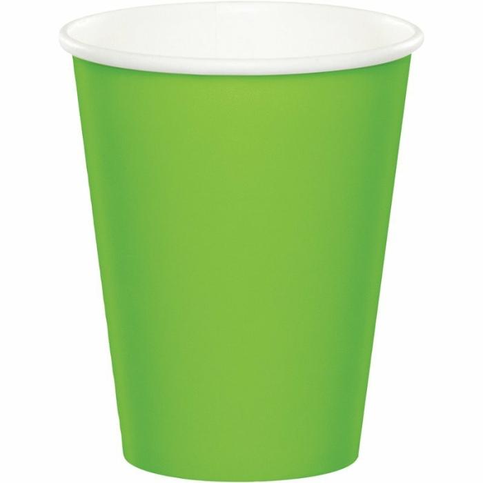 Paper Cups | Fresh Lime Green Paper Cups 266Ml Pack Of 24 Cups Glasses Drink Acc Fresh Lime Green