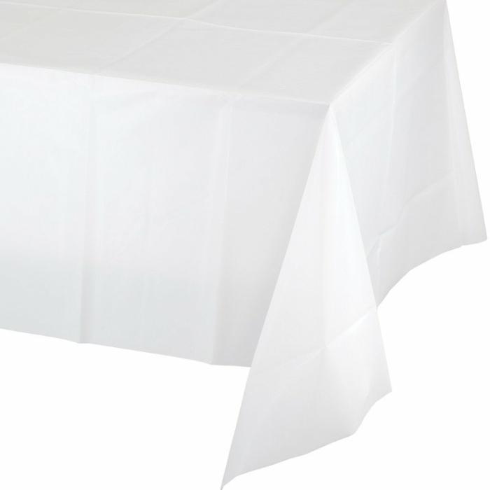 Plastic Table Covers | White Plastic Table Cover 137Cm X 274Cm Plastic Table Covers Plastic Table Covers