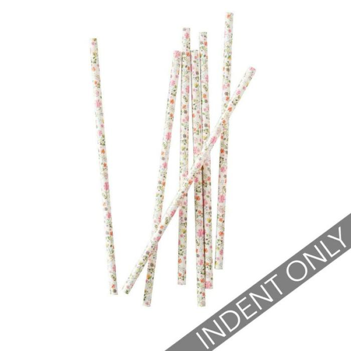 Straws | Ditsy Floral Straws 0.5Cm X 19.5Cm 25 Pk Cups Glasses Drink Acc Straws