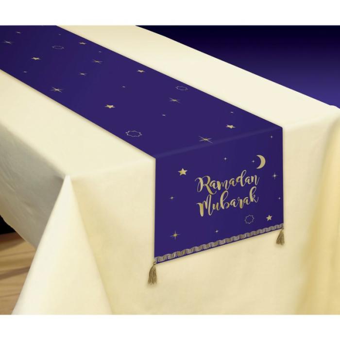 Table Runners | Moon & Stars Ramadan Mubarak Eid Table Runner 1.82M X 33Cm Table Runners Table Runners