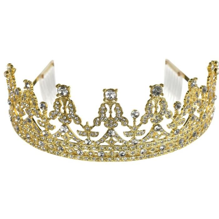 Tiaras | Gold Royal Queen Crown Tiara Favours, Hats, Masks Tiaras